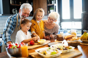 Family in the kitchen with fresh air.