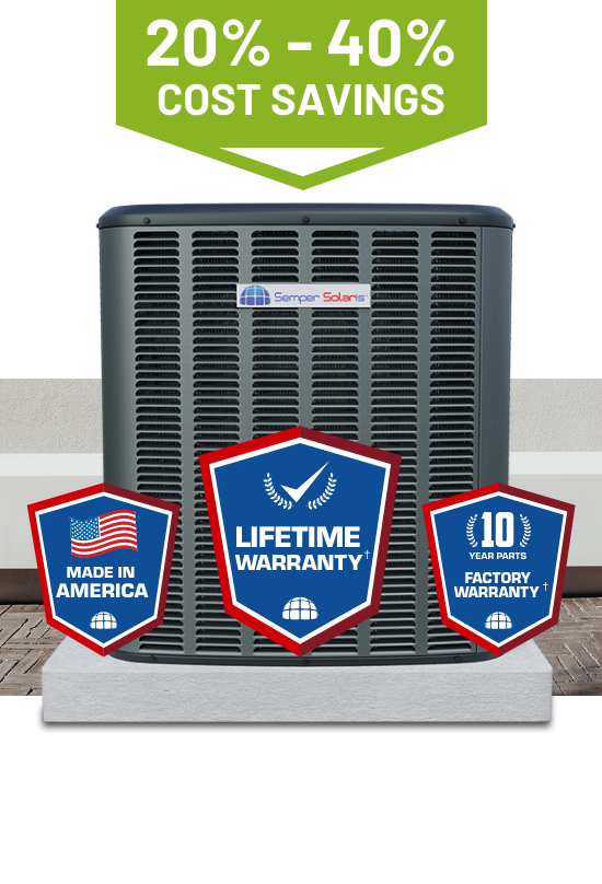 A new A/C system made in america can come with a lifetime warranty and 10 year factory warranty plus costs savings are between 20%-40%